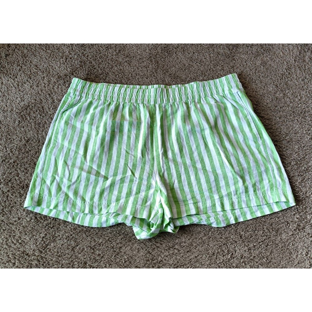 Old Navy Linen Blend Shorts Women Size XXL Striped High Rise Stretch Waist